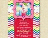 Chevron Rainbow and Polka Dots Photo Birthday Invite - PRINTABLE INVITATION DESIGN Il_170x135