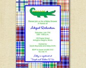 Preppy Madras Alligator Baby Shower Invitation - PRINTABLE INVITATION DESIGN Il_170x135