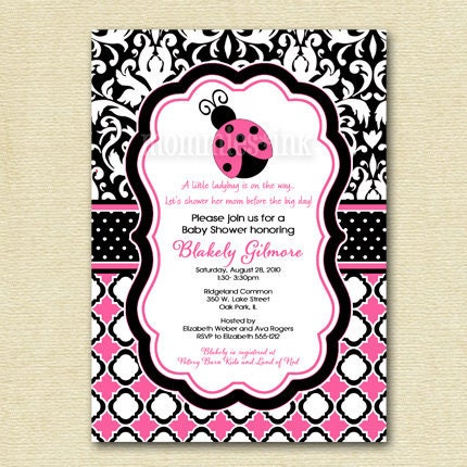 Preppy Ladybug Baby Shower Invitation - Pink or Red - PRINTABLE INVITATION DESIGN Il_170x135