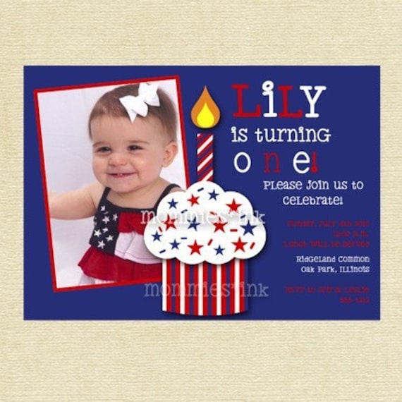 Primary Colors Cupcake Candle - Boy or Girl - Custom Photo Birthday Invitation - PRINTABLE INVITATION DESIGN Il_570xn