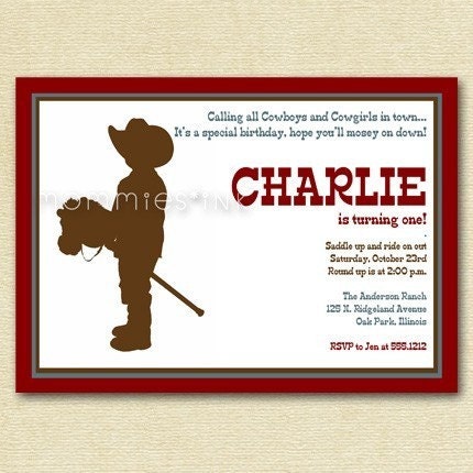 Little Cowboy Birthday Party Invitation - PRINTABLE INVITATION DESIGN Il_570xn