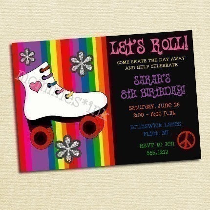 Let's Roll - Roller Skating Birthday Party Invitation - PRINTABLE INVITATION DESIGN Il_570xn