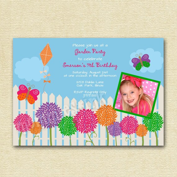 Garden Tea Birthday Party Invitation - PRINTABLE INVITATION DESIGN Il_570xn
