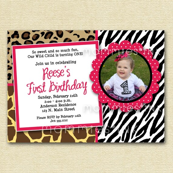 Wild Animal Print Custom Photo Birthday Invitation - PRINTABLE INVITATION DESIGN Il_570xn