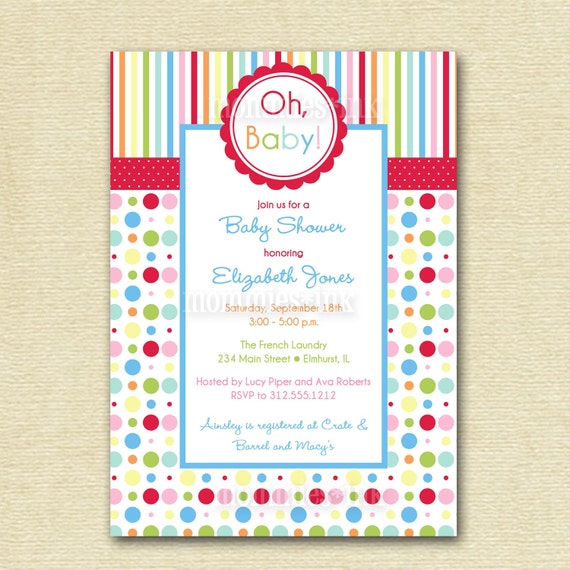 Rainbow Baby Shower Invite - PRINTABLE INVITATION DESIGN