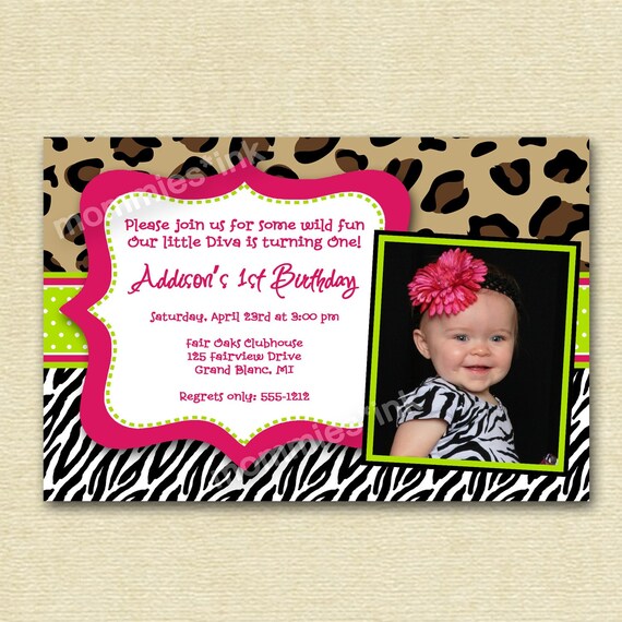 Wild Animal Print Custom Photo Birthday Invitation - PRINTABLE INVITATION DESIGN Il_570xn