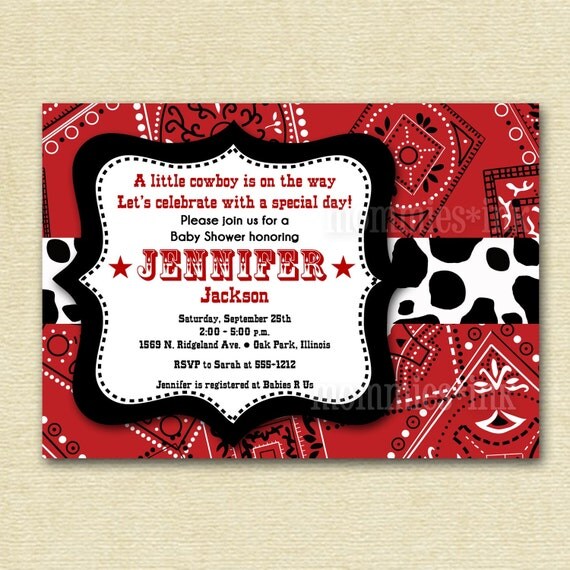 Western Cowboy Bandana Baby Shower Invitation - PRINTABLE INVITATION DESIGN Il_570xn