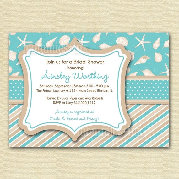 Seashore Bridal Shower Invitation - PRINTABLE INVITATION DESIGN Il_570xn