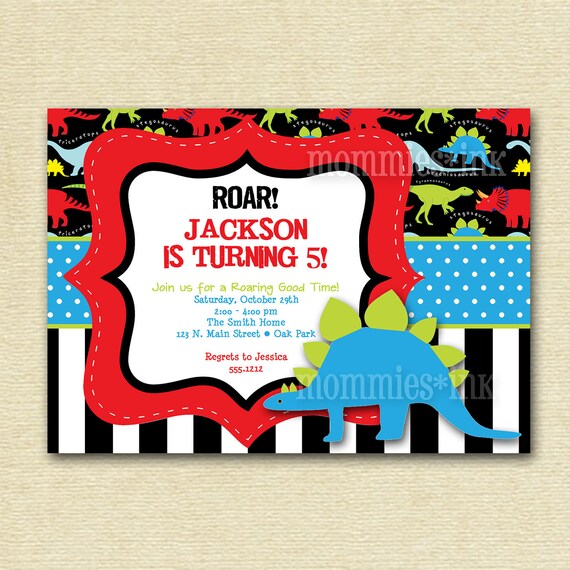 Dino Mite Custom Birthday Invitation - PRINTABLE INVITATION DESIGN Il_570xn
