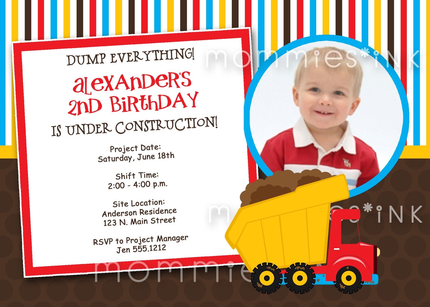 Construction Site Birthday Invite - PRINTABLE INVITATION DESIGN