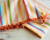Striped kitchen towel - cotton towel crocheted edging