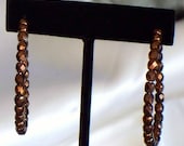 Large Metallic Bronze Glass Hoop Earrings