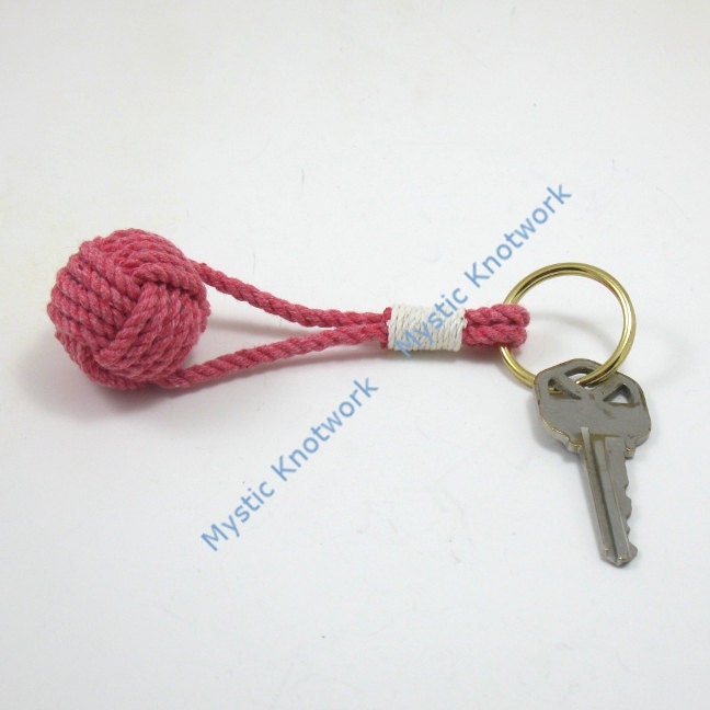 Mystic Red Traditional Monkey Fist Key Chain with Split Ring