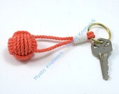 Orange Traditional Monkey Fist Key Chain with Split Ring