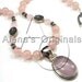 FIRST KISS Necklace. Sterling Silver, Bones Style Jewelry, Rose Quartz, Pendant, Pink, Flower, Heart, Brennan, Deschanel, Nancy Morris