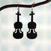 Violin Fiddle silhouette earrings in black stainless steel - hypoallergenic music steampunk jewelry