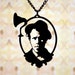 Tom Waits tribute portrait necklace in black stainless steel - musician jewelry