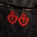 Flaming Sacred Heart silhouette earrings in red stainless steel - hypoallergenic jewelry