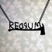 REDRUM text necklace with axe inspired by The Shining in black stainless steel - Halloween jewelry