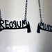 REDRUM text necklace with axe inspired by The Shining in black stainless steel