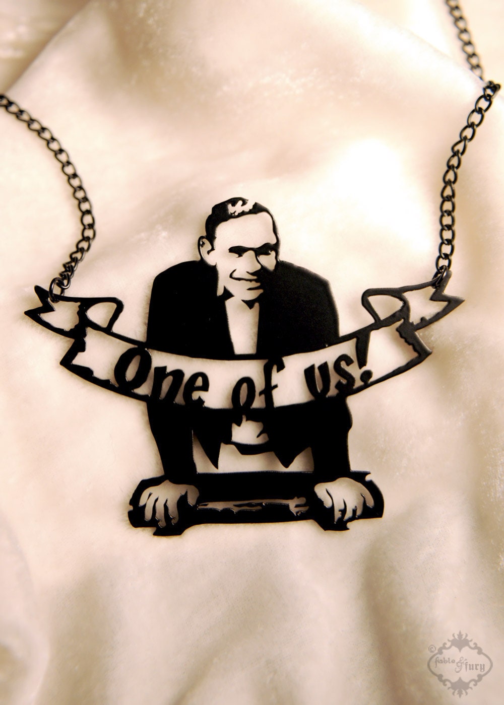 Johnny Eck Circus Sideshow Freaks necklace in black stainless steel - Half Man Performer - One of us