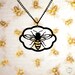 Honey Bee necklace in black stainless steel - insect jewelry