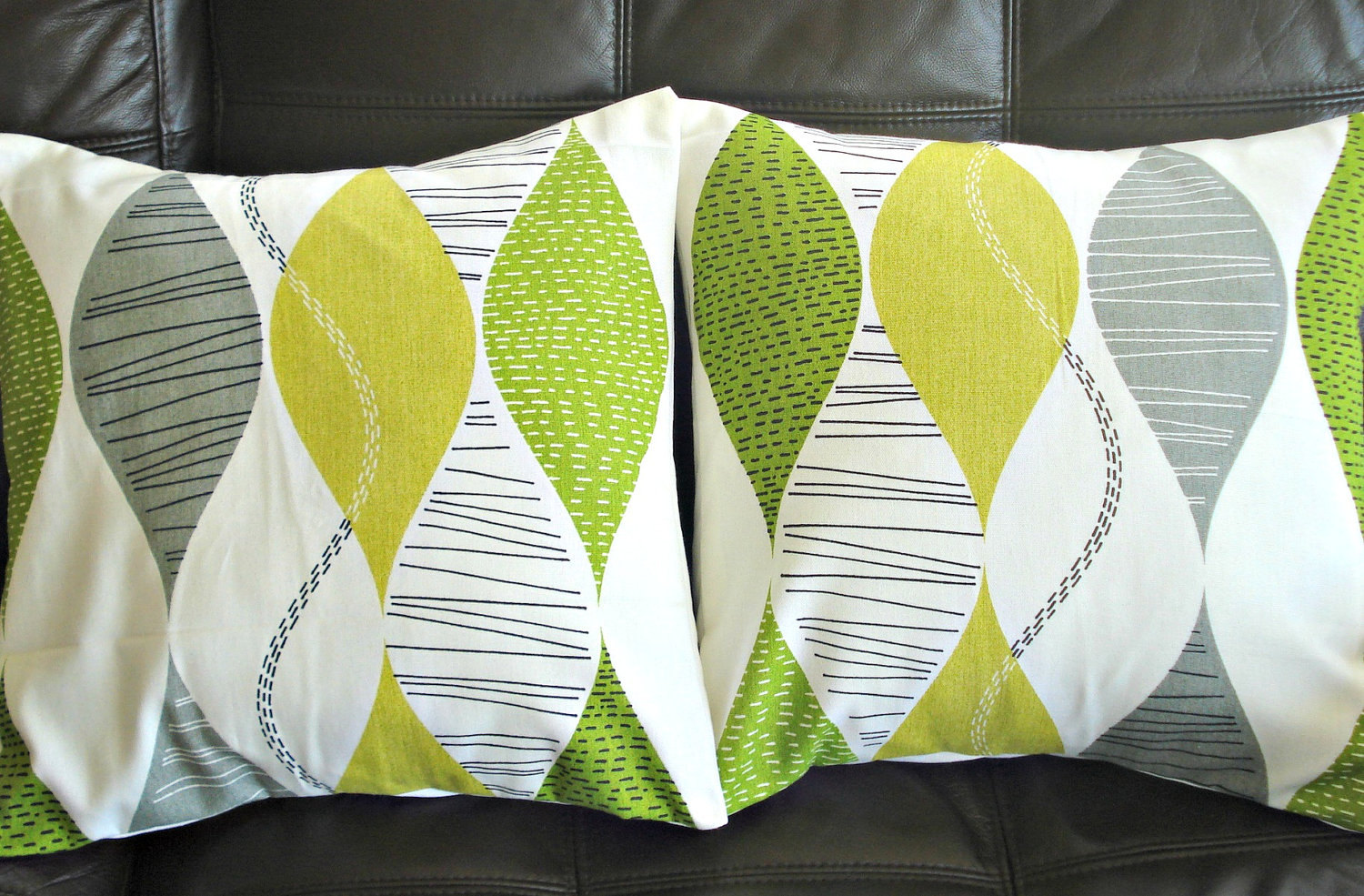 Throw pillow covers green mustard gray grey shapes by VeeDubz