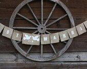 JUST MARRIED  personalized banner with doves