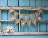 SWEET LOVE mini garland,cake topper,shabby cottage