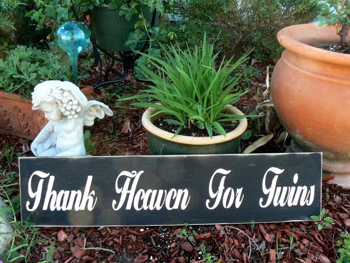 THANK HEAVEN For Twins rustic primitive sign for home