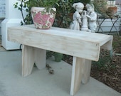 Shabby Cottage Primitive Antique White Bench or Stool