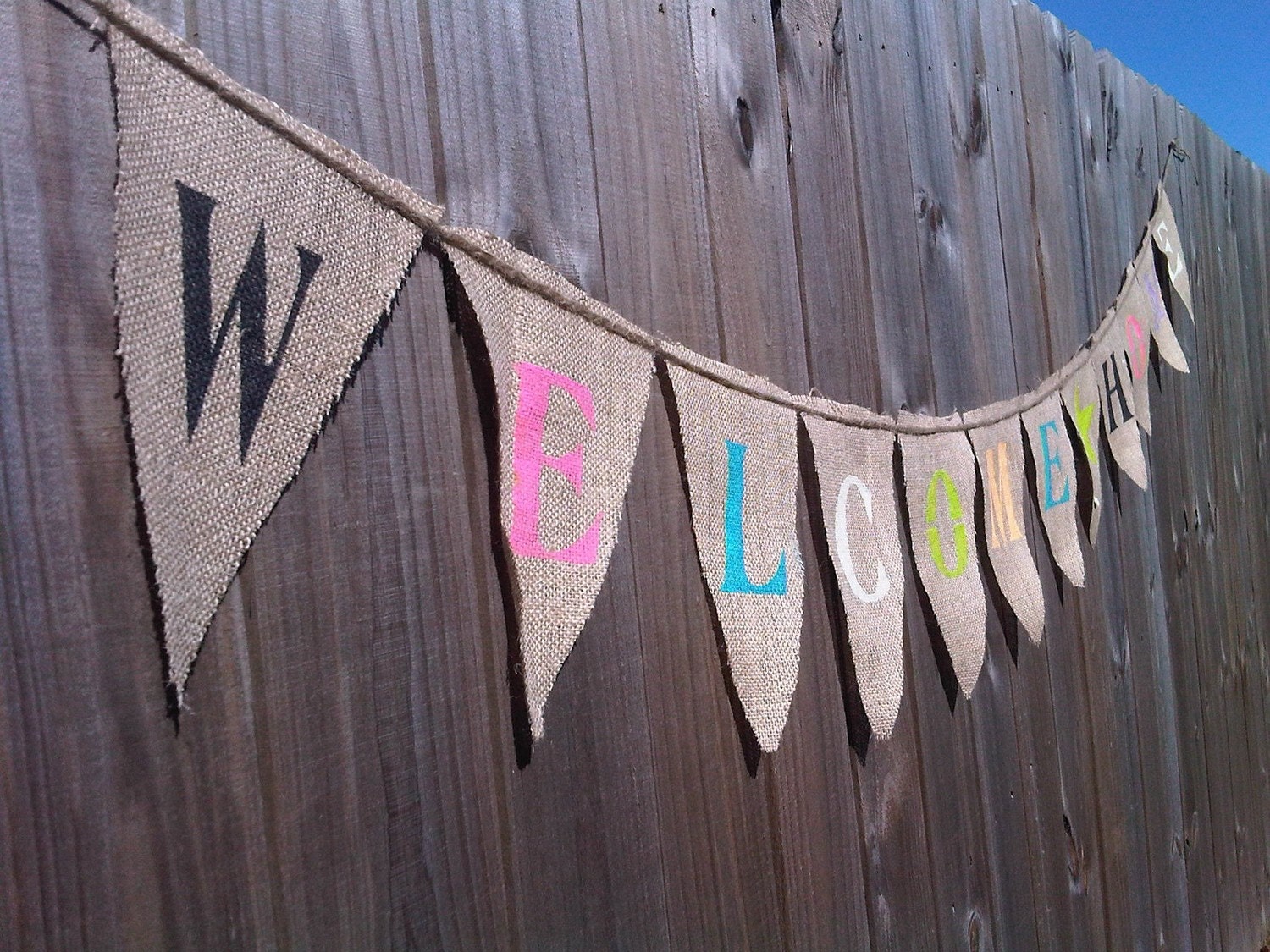 WELCOME HOME burlap banner for Military returning