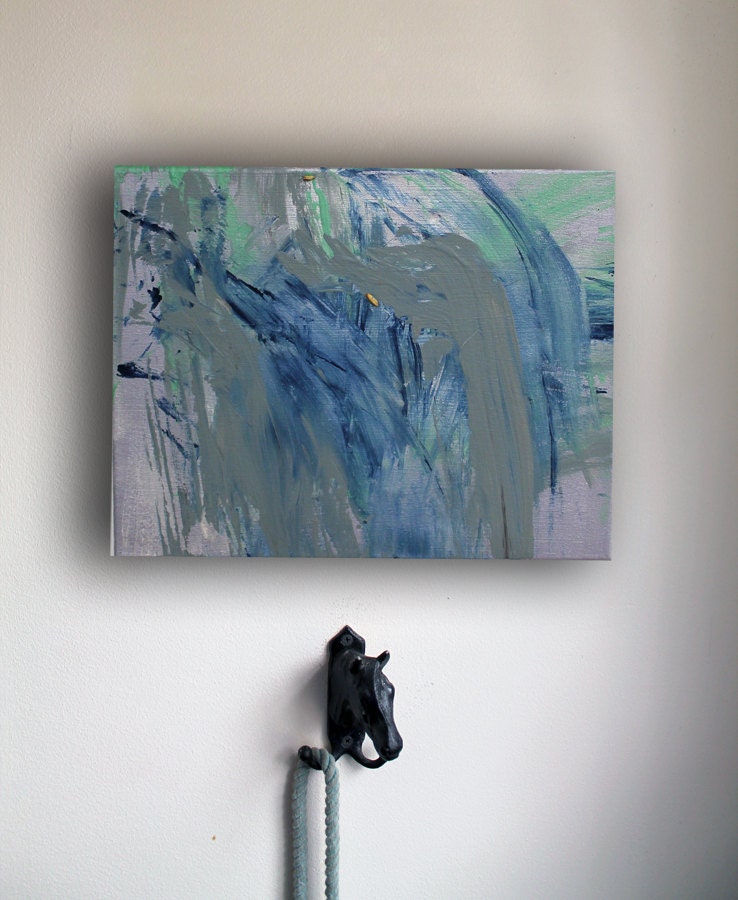Ocean Bliss - Original Grey and Blue Abstract Painting - Minnow the Painting Pony