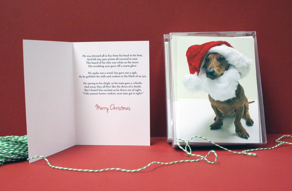 SALE Dachshund Santa Boxed Christmas Cards