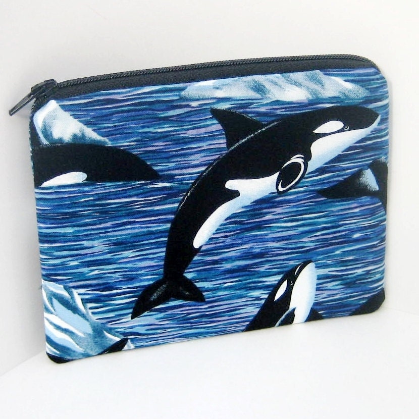 Small Zipper Pouch WHALES