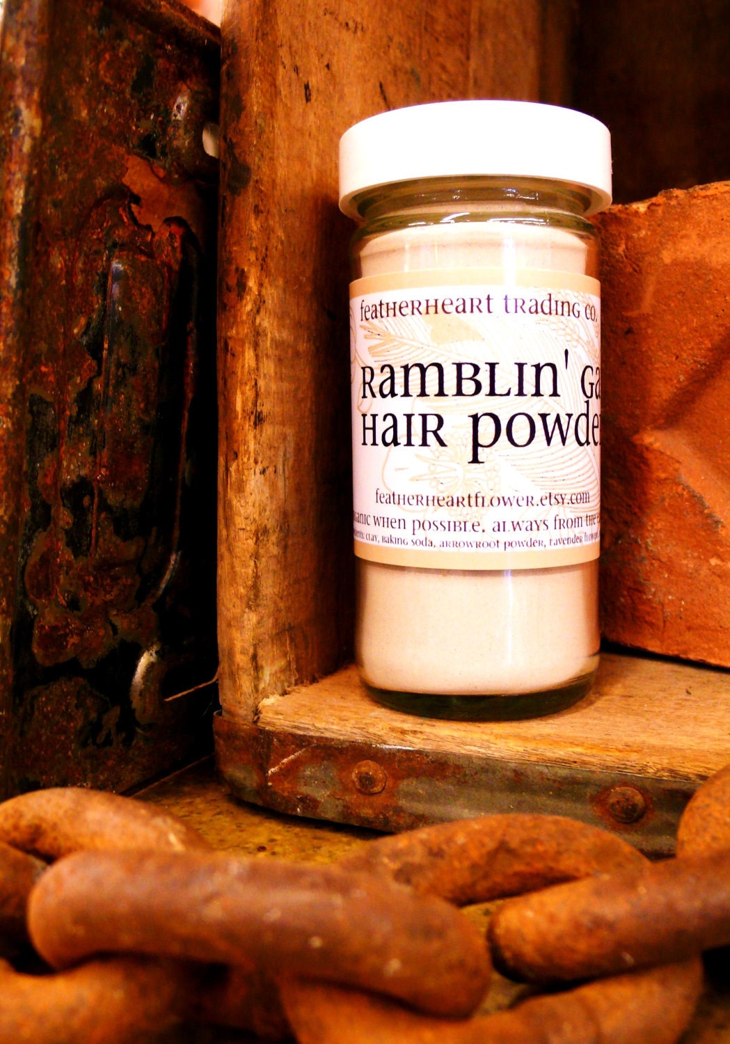 ramblin gal hair powder.  an all natural dry shampoo. organic when possible. always from the earth