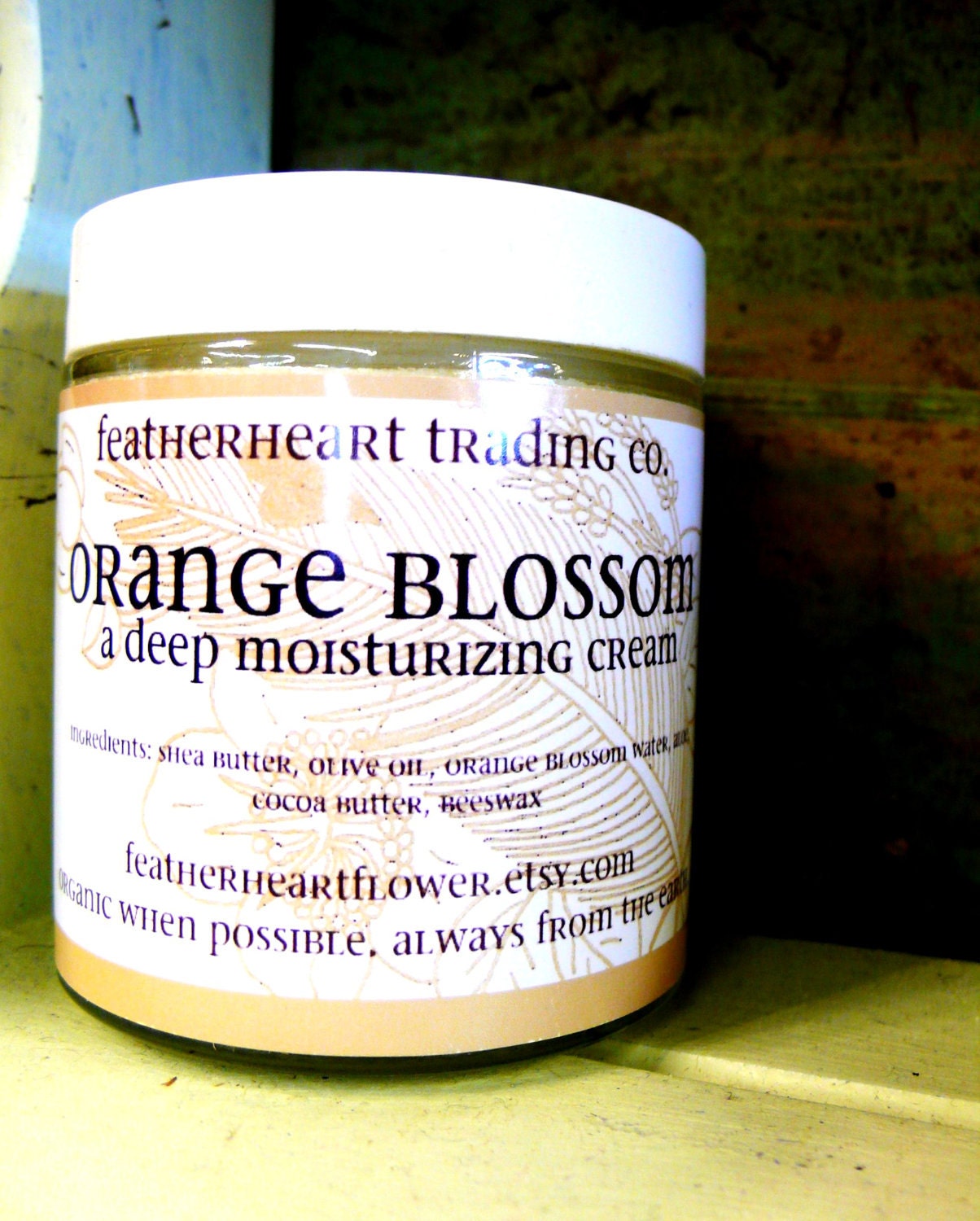 orange blossom lotion. a deep moisturizing cream. organic when possible. always from the earth