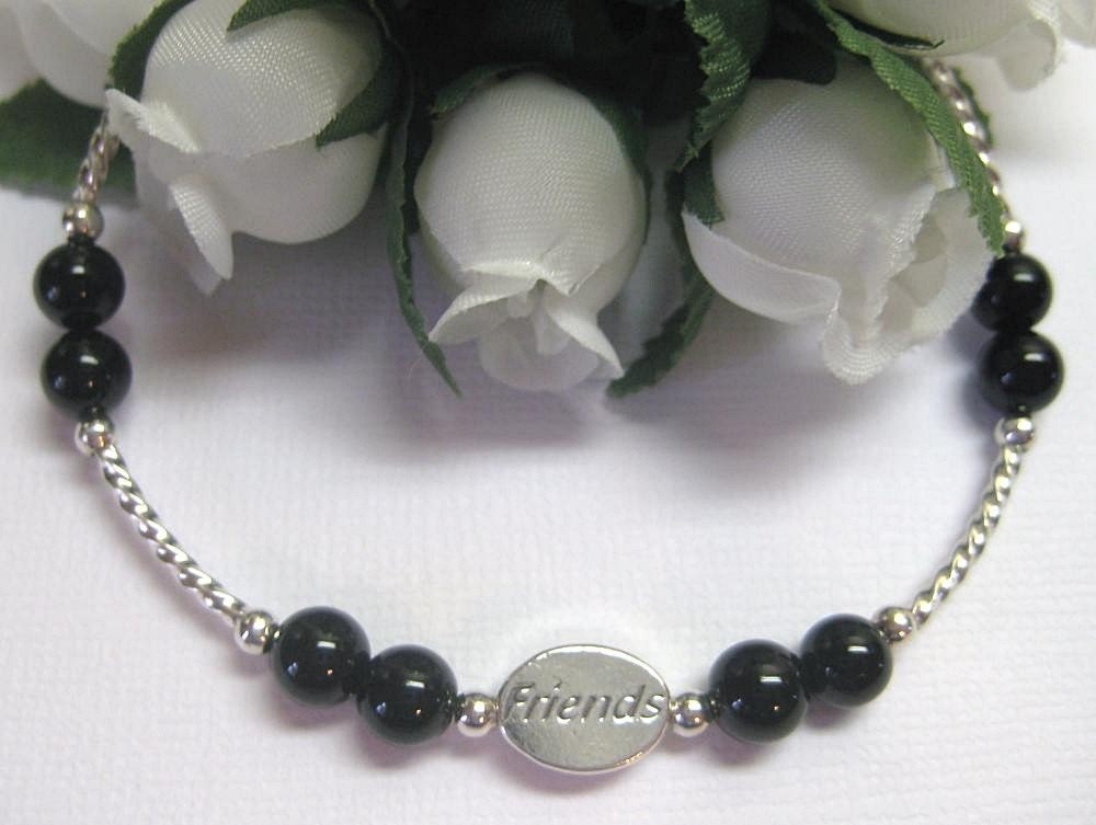 Black Onyx and Sterling Friend Bracelet