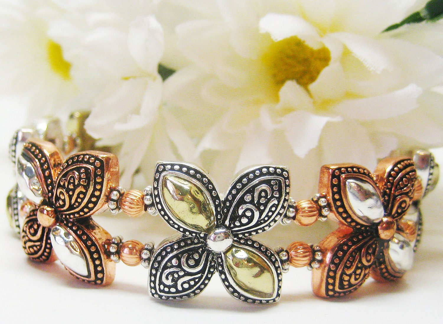 RESERVED for Rhellam Multi Color Floral Cuff Bracelet