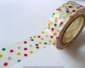 Japanese Washi Tape - RED Colorful DOTS Decor mt masking tape Yellow, Green Polka Dots too 15mm