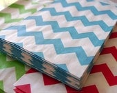 Aqua BLUE Chevron Paper Bags 2.75 x 4 - Packet of 20 Treat bags
