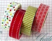 Japanese Washi Tape PrettyTape ReMIX mt Masking Tape - Polka, Dots, Red Gold Set of 4 Great for Christmas Decorations