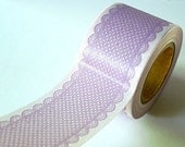 Pretty LACE DOTS Pattern Japanese Washi Tape- Purple LAVENDER Paper Goods 38mm - Wedding, Parties