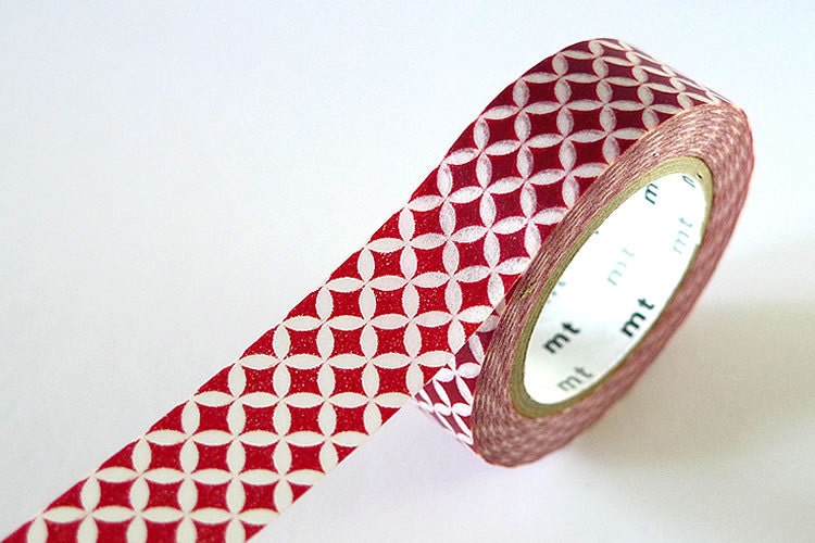 Petal Circle Star Washi Tape RED 15mm Japanese MT Masking Tape - PrettyTape