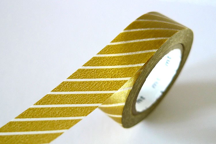 Thin line THICK GOLD Washi Tape 15mm Japanese MT Masking Tape - PrettyTape