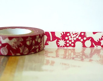 Fall Japanese Washi Tape - Red Squirrel, Acorn, Leaves Masking Tape 15mm Embellishment, Scrapbooking