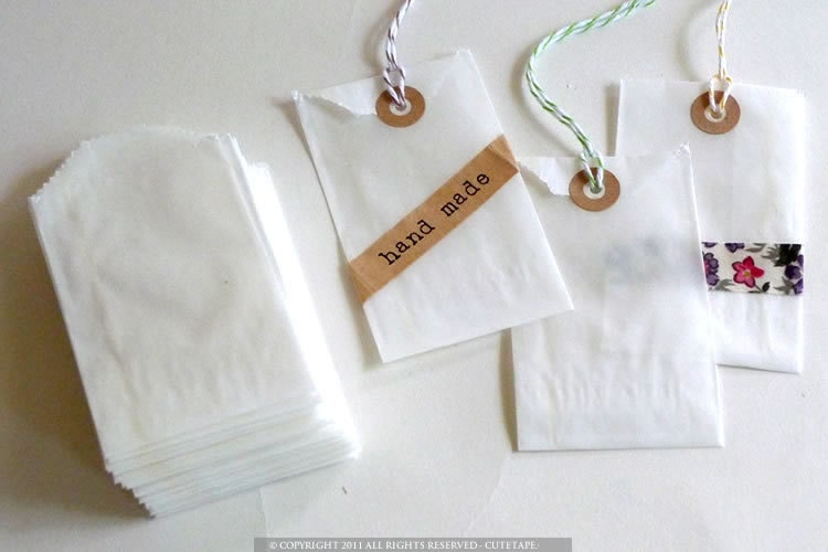 Flat Glassine Bags 50 Cute Small Gift Bag 2 x 3.5 in
