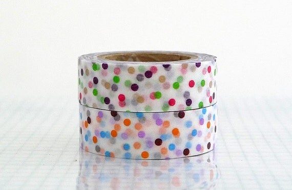 Japanese Washi Tape Lavender Green Mixed Drop Pattern Set of 2 mt masking tape for gift wrapping from PrettyTape