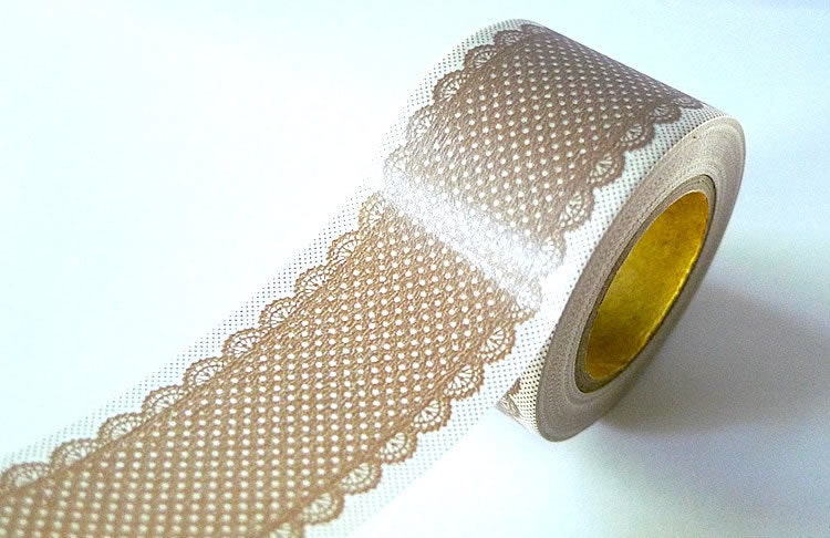 Natural Brown Lace Deco Tape Lace Dots Japanese Tape - 38mm