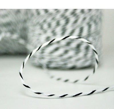 LICORICE BLACK Bakers Twine Black and White Stripe 240 Yards - Cotton Baker's Twines